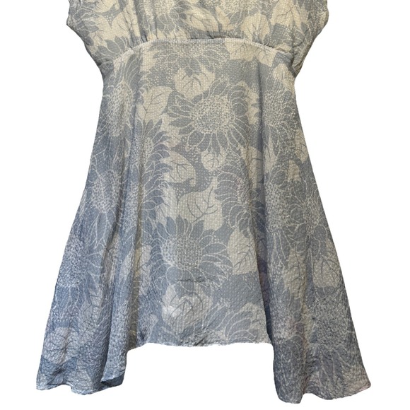 Madewell Silk Crossover Mini Dress Sunflower‎ Season Sheer Blue White Size 10 - Picture 6 of 10